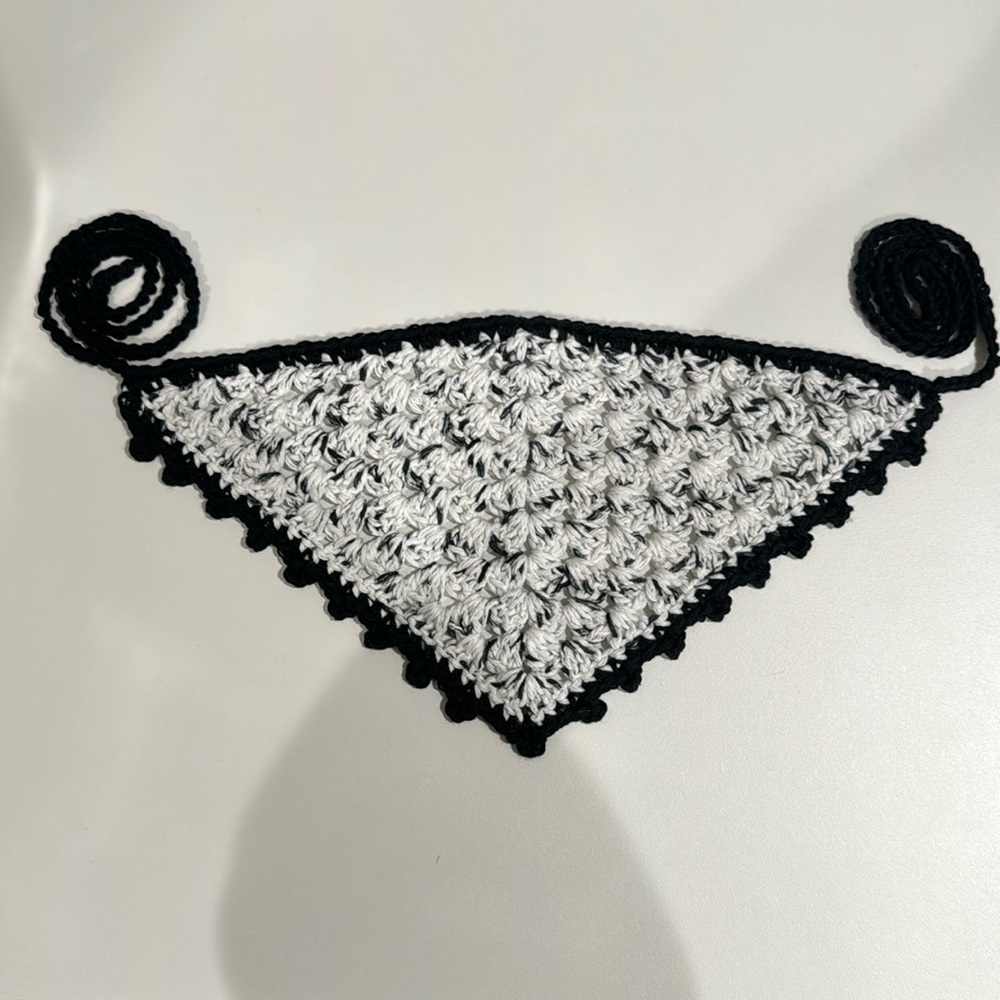 Handmade Black and White Crochet Bandana